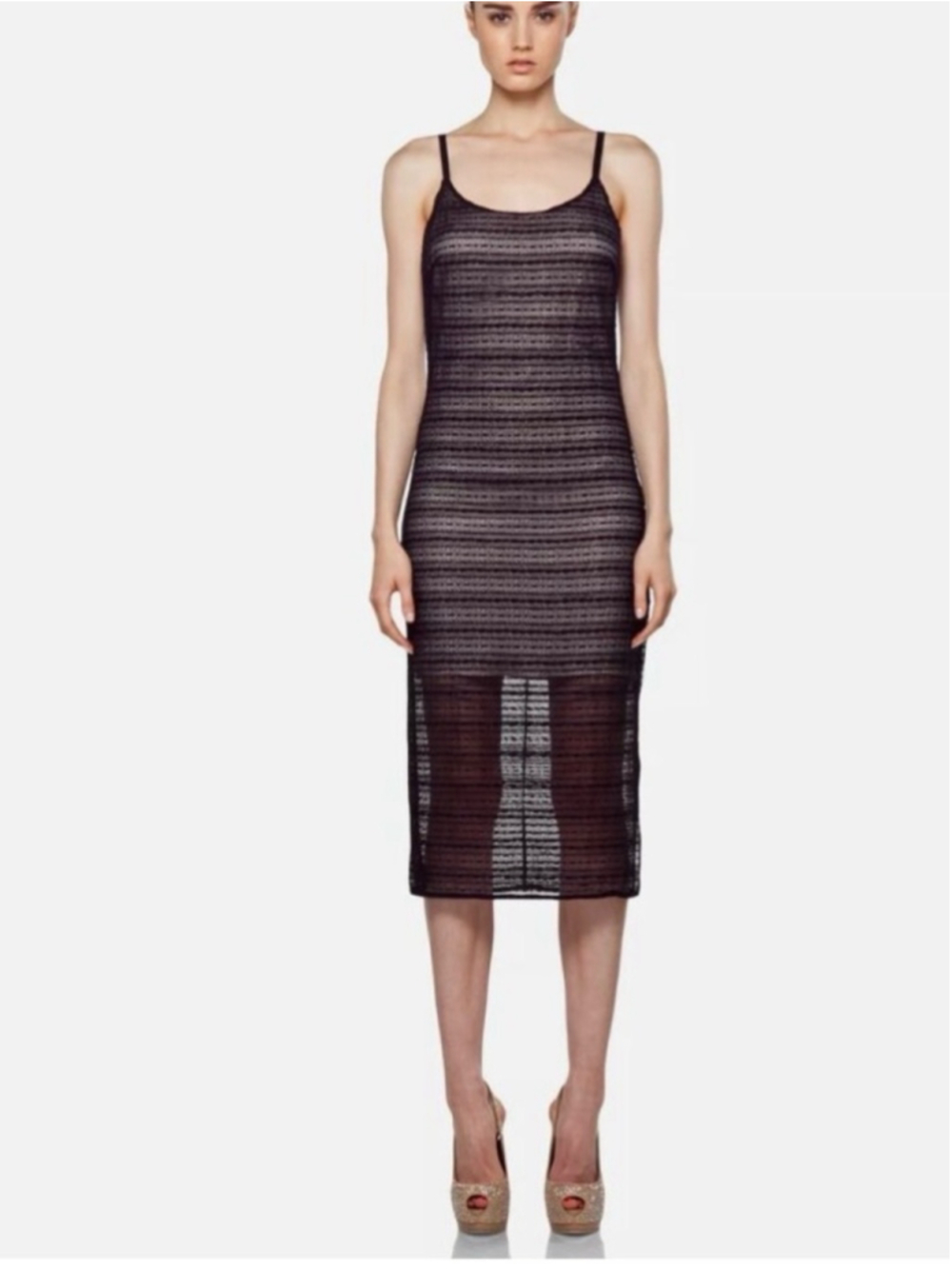 Alice + Olivia Villa Lace Striped Midi Dress